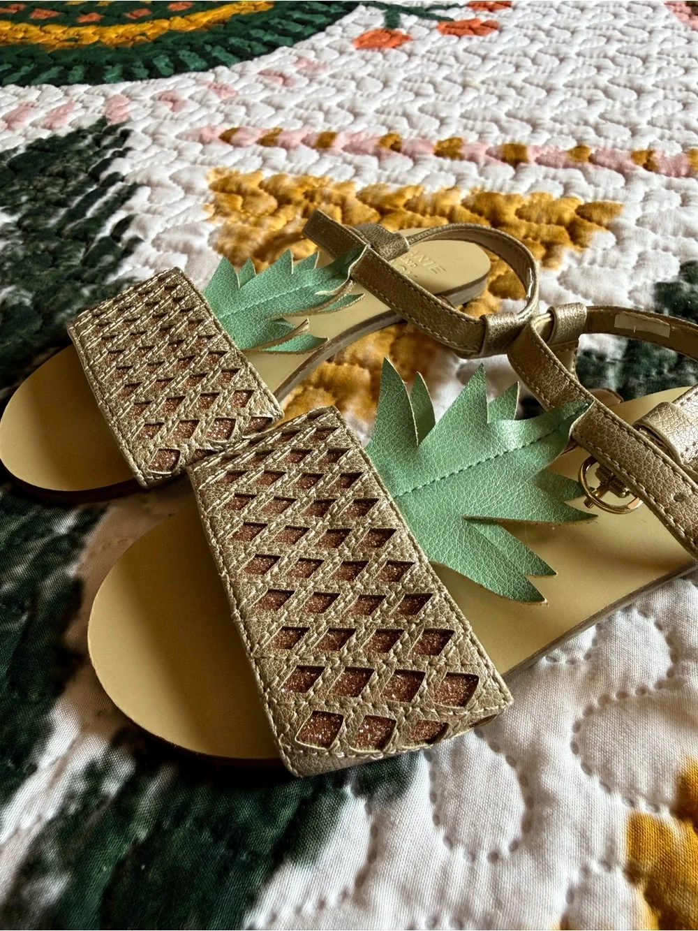 Janie & Jack Girls Gold Pineapple Sandals 10C